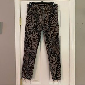 J Brand Womens Brown Zebra Print Alana High Rise Crop Skinny Jeans Size 28 Black
